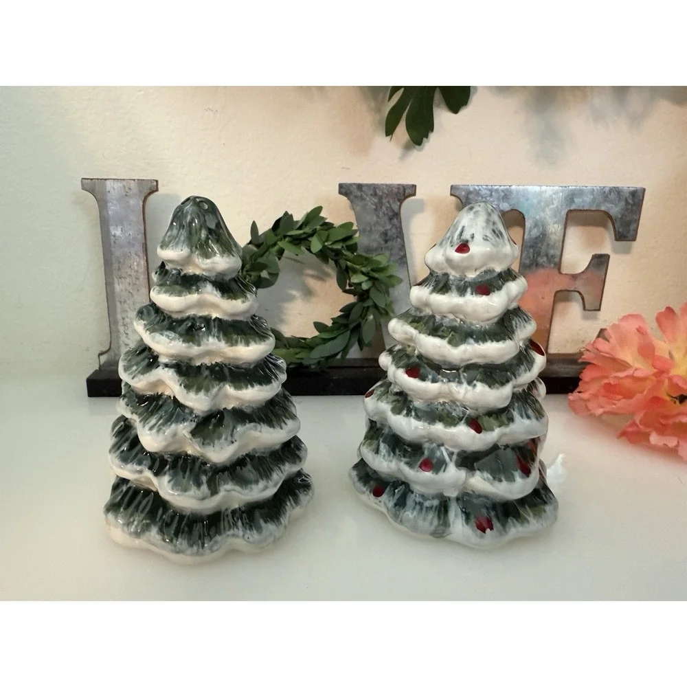 Vintage Snowy Evergreen Ceramic 4